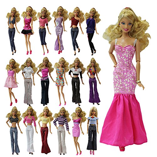 LOT 10= 5 set Handmade Blouse + Trousers Pants mix dress Outfit Casual Wear +5 shoes for Barbie Clothes / Barbie Clothes