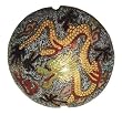 Chinese cloisonne dragon pendant - amulet, light blue background
