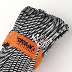 TITAN SurvivorCord / Parachute Cord, Black Steel (Limited Edition), 100 Foot Hank | Military 550 Paracord + Fishing Line + Waxed Jute + Conductive Wire. Exclusive Patent-Pending Design.