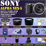 Sony Alpha NEX-5 Interchangeable Lens Digital Camera (Black) With Sony SEL16F28 16mm f/2.8 Wide-Angle Alpha E-Mount Lens + HUGE ACCESSORIES PACKAGE INCLUDING WIDE ANGLE MACRO LENS + 2X TELEPHOTO + 3 PC FILTER KIT + 8GB SDHC MEMORY CARD + EXTENDED LONG LIFE BATTERY + CARRYING CASE + TRIPOD + LENS HOOD + LENS CAP KEEPER & MUCH MORE!!