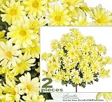 TWO 19" Artificial Daisy Flower Bushes (a total of 144 flower heads) in Yellow
