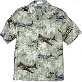 Fighter Bomber Airplanes Men's Hawaiian Aloha Cotton Rayon Blend Shirt