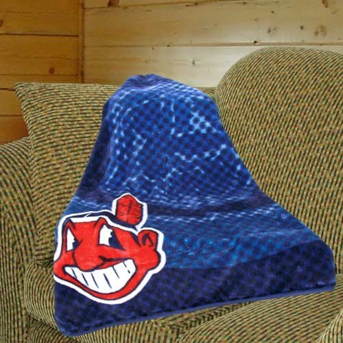 MLB Cleveland Indians 50-Inch-by-60-Inch Raschel Plush Throw 