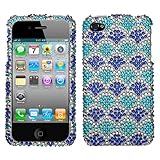 Blue Wavelet Diamante Crystal Bling Protector Case for Apple iPhone 4 AT&T  ....