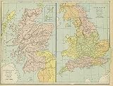 Cram 1892 Antique Map of Scotland & England (Saxon Period)
