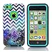 iPhone 5S Case MOUKOU Hybrid High Impact 3 Layers Chevron with Anchor on Galaxy Pattern Hard Back Cover Case for iphone5 5S (Light Blue)