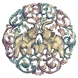 Handmade 'Elephants & Flowers' Teak Wood Wall Art Decor (Thailand)