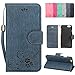 ACO-UINT iPhone 6s Wallet Case,iPhone 6 Wallet Case,Vintage Emboss Flower Wallet PU Leather Case,Folio Flip Cover Strap Case for iPhone 6/6s Blue