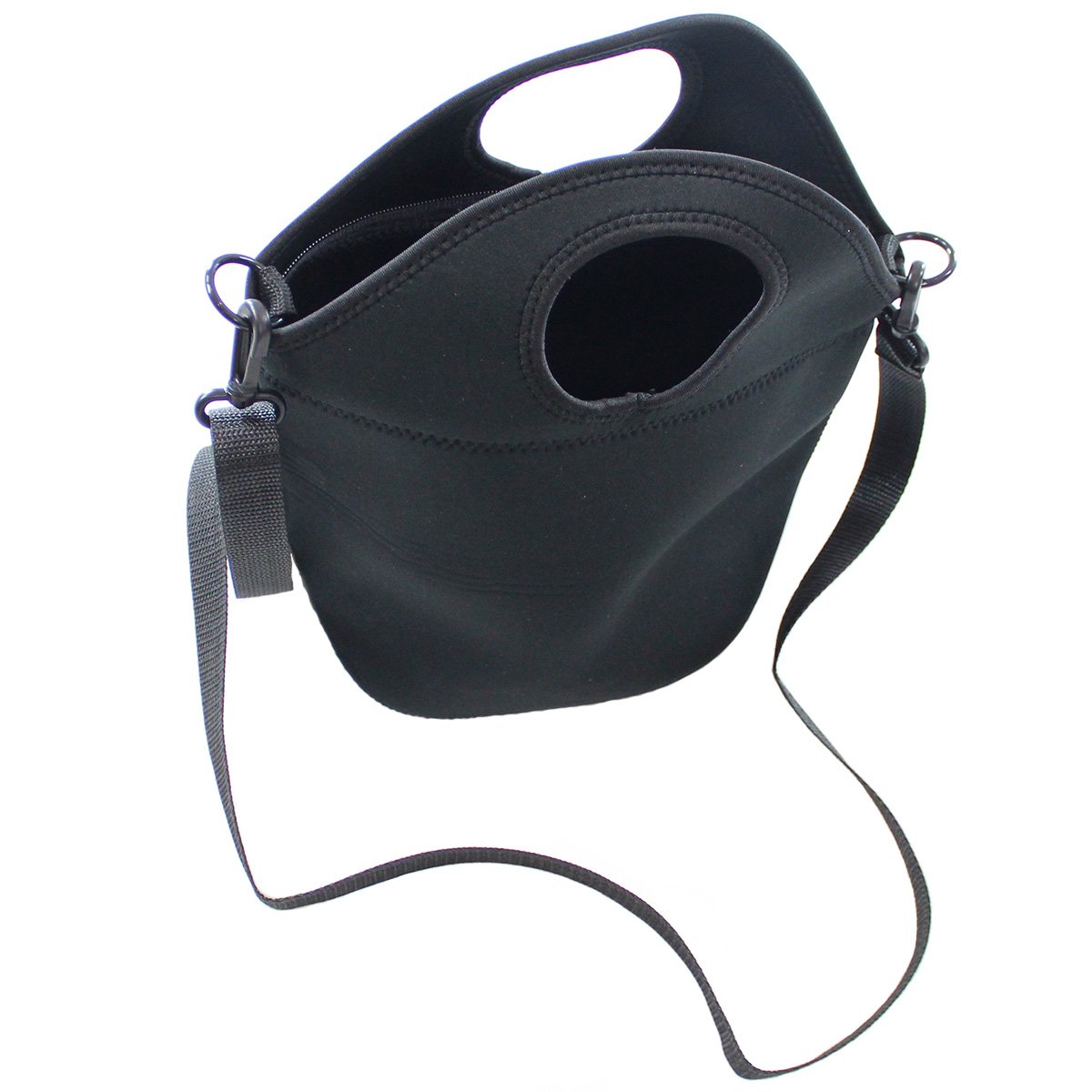 Neoprene Lunch Bag with Shoulder Strap, Black Large Insulated Lunch