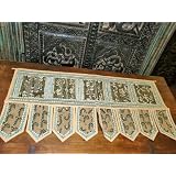 Antique white Beads Sari Toran Wall Tapestry Topper Valance