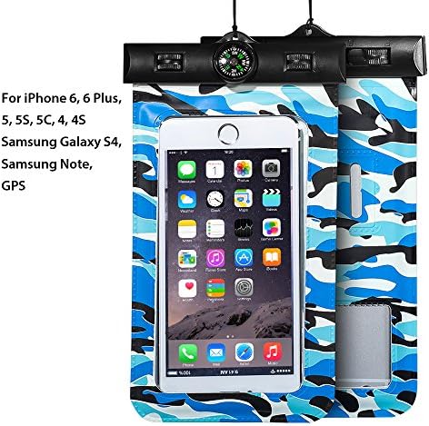 Waterproof Pouch, HODITIGER Universal Waterproof Case Bag for Apple iphone 6,6 plus,5,Samsung Galaxy S5,Samsung Note 4,HTC One M8/M7/Max (Navy)