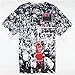 TM Mens Casual Sports Top Jordan Print Short sleeve T-shirts Tee L Black