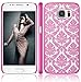 S6 Case, Galaxy S6 Case, SGM (TM) Damask Design Pattern Rubber Coating Ultra Slim Fit Hard Hybrid Case Cover for Samsung Galaxy S6 + SGM (TM) Microfiber Cleaning Cloth (Hot Pink)