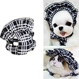 Bro'Bear Pet Plaid Hat with Lace for Small Dogs & Cats Party Maid Costume Headwear (Black, Large)