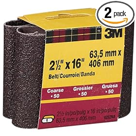 3M 9252NA-2 Heavy Duty Power Sanding Belts, 2.5-Inch x 16-Inch, Coarse Grit, 2-pack