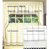 Adirondack Kitchen Curtain - 24'' tier pair - White Black by 