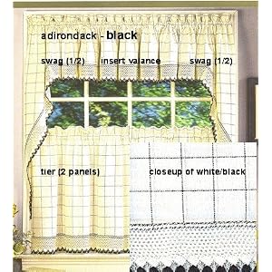 Buy Adirondack Kitchen Curtain - Swag pair - White Black now!