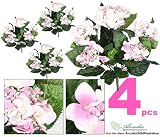 FOUR 16" Hydrangea Artificial Flower Bushes in Cream Pink for Home, Garden Decoration