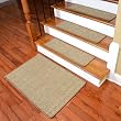 Dean Attachable Non-Skid Sisal Carpet Stair Treads - Desert - Set of 13 Plus a 2' x 3' Mat