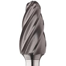 PFERD Tree Carbide Bur, Clog-Resistant, AlTiN Finish, Single Cut, Radius End