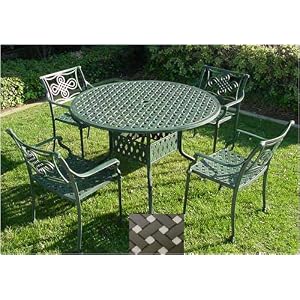5pc Outdoor Iron Contemporary Patio Dining Set - Black