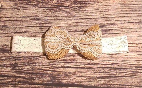 Burlap and Lace Bow Lace Headband