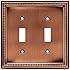 Brainerd 64243 Beaded Double Toggle Switch Wall Plate / Switch Plate / Cover, Aged Brushed Copper