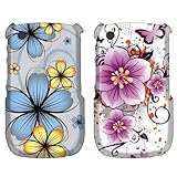 Fincibo (TM) Blue & Yellow Flowers 2D Silver + Purple Flower & Butterfly 2D ....