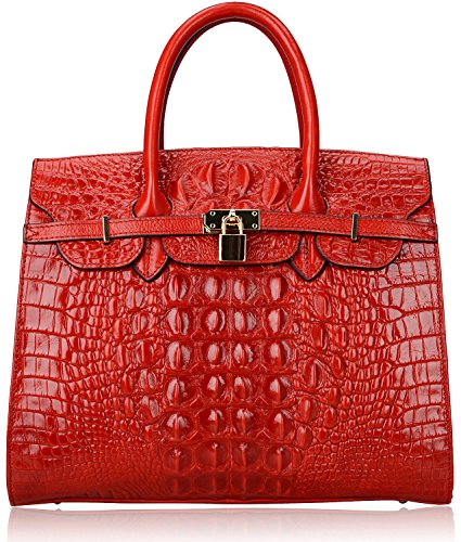 Pijushi Classic Embossed Crocodile Purse Genuine Leather Office Ladies Handbags Satchel Padlock Tote Bag