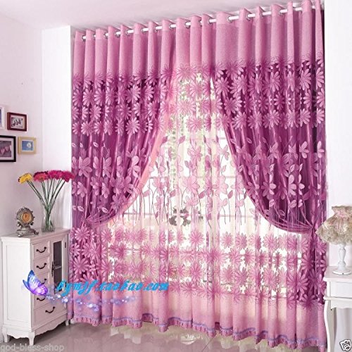 Bingirl Customize Curtains Drapes Valances Luxury Lined Curtain Set and Valance Window Red W9’H8