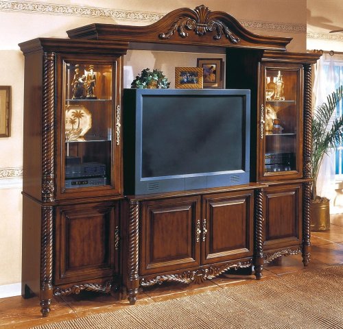 Island Cherry Entertainment Center Set 3 - Wood Furniture