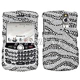 Sparkling Silver with Black Zebra Strip Full Diamond Rhinestone Snap on Hard Skin Bling Cover Case for Blackberry Curve 8300 8310 8330