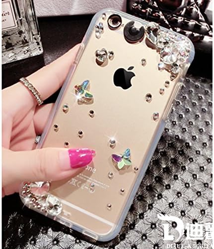 (Lighting Color can change) Thin-Thing® Bling Flower Butterfly Rhinestone LED Flash Light UP Remind Incoming Call Cases Cover For Smart Mobile Phones (Apple iPhone 5 5S, Silver)
