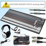 Behringer SX3242FX Eurodesk 24 Xenyx Mic Preamps 99 Digital Effect Presets 32-channel Analog Mixer Bundle With Accessories