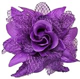 Versatile 3 in 1 ~ Silk Flower Clip w/ Mesh ~ Purple (1039)