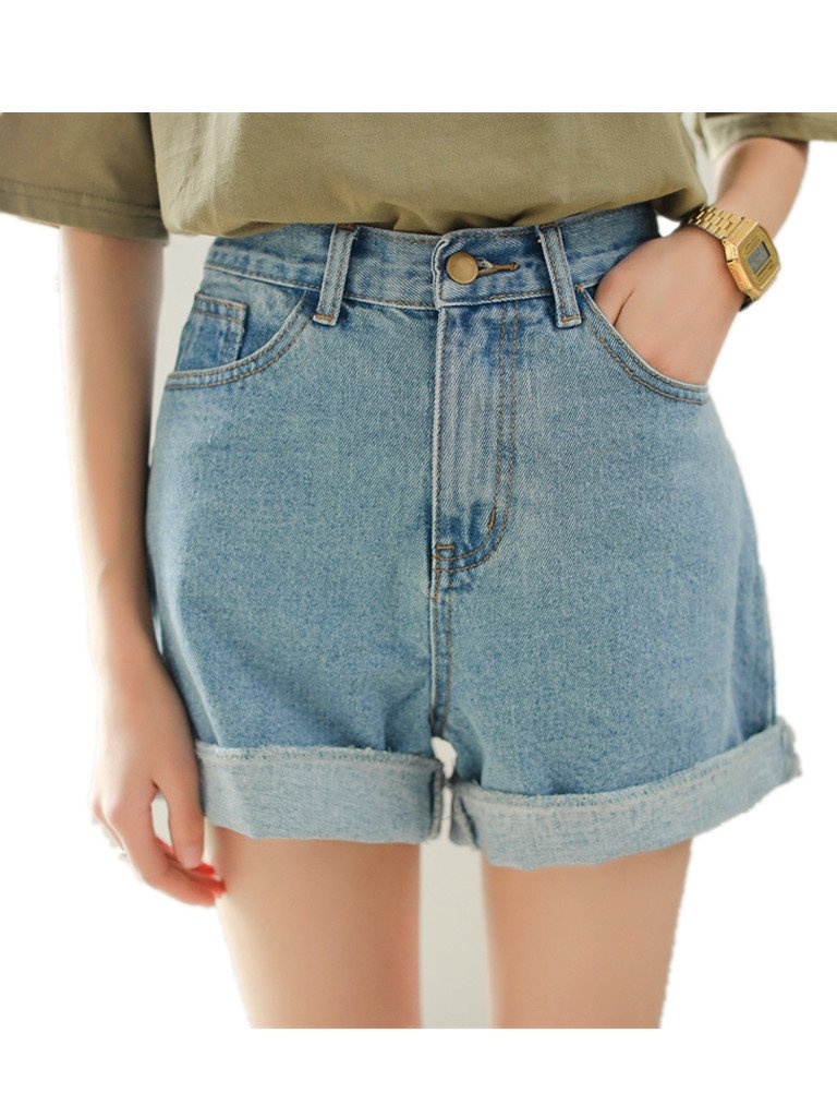 Season Show Girls Denim Shorts Retro High Waisted Jeans Shorts Pant