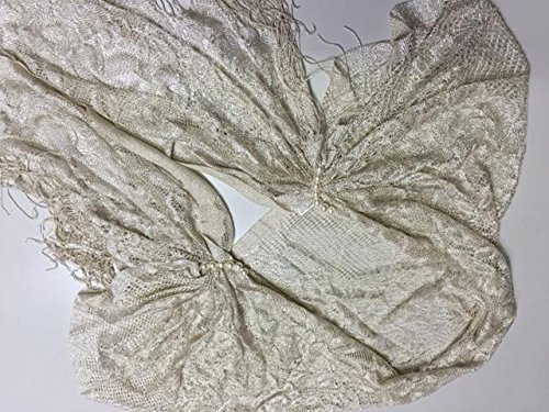 ホワイトローズブライダル 結婚式パール付きレースストールパーティー用ベージュ