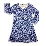 Lipstik - Toddler Girls Long Sleeve Floral Dress, Blue, White
