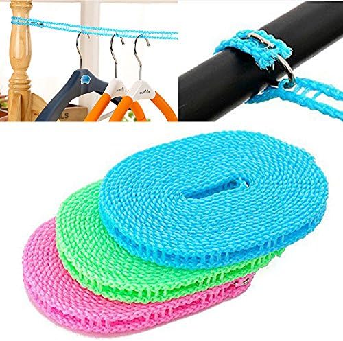 Pack of 2 Laundry Clothesline Dryer Drying Rack Portable Nylon Windproof Clothesline for Camping Ourdoor Indoor Travel Hotel Accessories Random Color 3m 5m