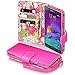 Samsung Galaxy Note 4 Case, Terrapin [Pink] [Lily Floral Interior] Textured PU Leather Wallet Case with Card Slots Cash Compartment and Detachable Wrist Strap for Samsung Galaxy Note 4 - Pink