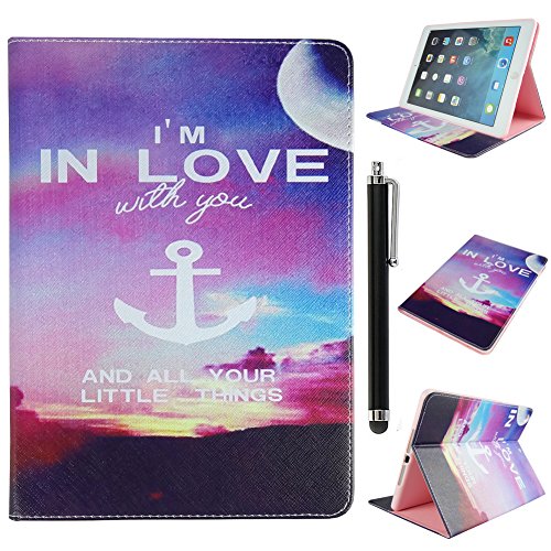 iPad Air Case Pink,iPad Air Cover Leather,Qbily iPad Air (5th Gen) PU Pattern Slim Kickstand Magnet Closure Wallet ID Card Slot Shell Flip Cases Covers w/ Clear Screen Protector and Black Stylus Pen