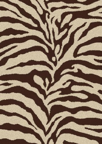 Zebra Shag Area Area Rug, 5'x7', NATURAL