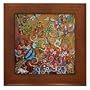 Enchanted Garden Bird Watchers :: Whimsical Folk Art :: Framed Ceramic Tile By Kristen Stein