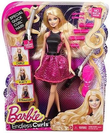 Barbie Endless Curls Doll Long hair doll has 2 no-heat curling tools and 4 no-heat curlers allow girls to curl Barbie doll's entire head of hair