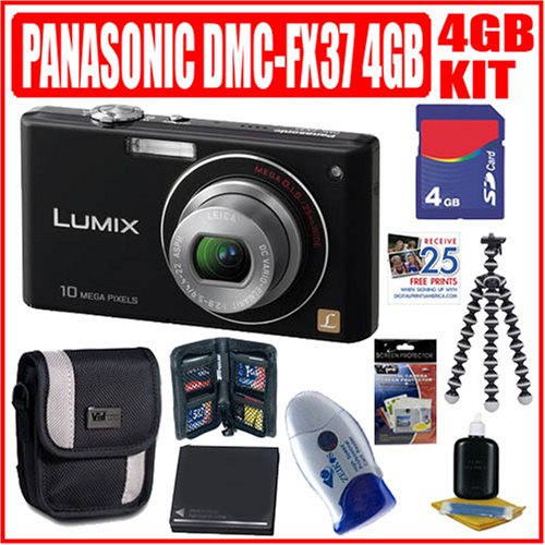 Panasonic DMC-FX37K 10MP Digital Camera Black Plus 4GB Deluxe Accessory Outfit