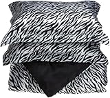 Divatex Home Fashions Royal Opulence Woven Satin Stripe Full/Queen Comforter Mini, Set Zebra/Black
