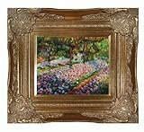 Art Reproduction Oil Painting - Monet Paintings: Artist's Garden at Giverny with Victorian Gold Frame - Gold Finish - 16