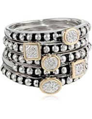 S&G Sterling Silver and 14k Yellow Gold Stacked Diamond Ring (0.02 cttw, I-J Color, I2-I3 Clarity)