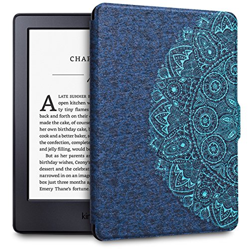 Walnew All-New Amazon Kindle Case Lightest and Thinnest Premium Leather Smart Protective Cover for Kindle (8th Generation,2016 released),Blue Flower