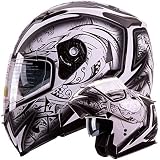 Dual Visor Modular Flip up Matte Black and White Demon Samurai Motorcycle Sno... RS.13599.00 (30.00% Off) - Amazon
